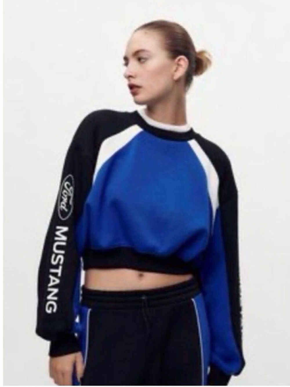 Zara Ford Mustang Colorblock Cropped Sweatshirt